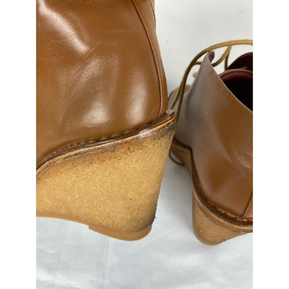 MARC BY MARC JACOBS Brown Tan Luxury Leather Wedge Women Boots Sz 40 (9.5 USA) - Picture 10 of 11